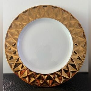 Elegant Gold Dinner Plate 222 Fifth Asscher Dinner Plate 11"